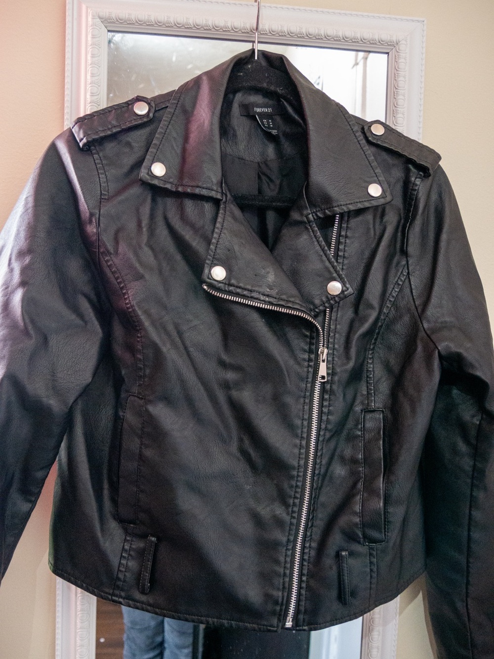 Forever 21 Black Faux Leather Asymmetrical Moto Jacket